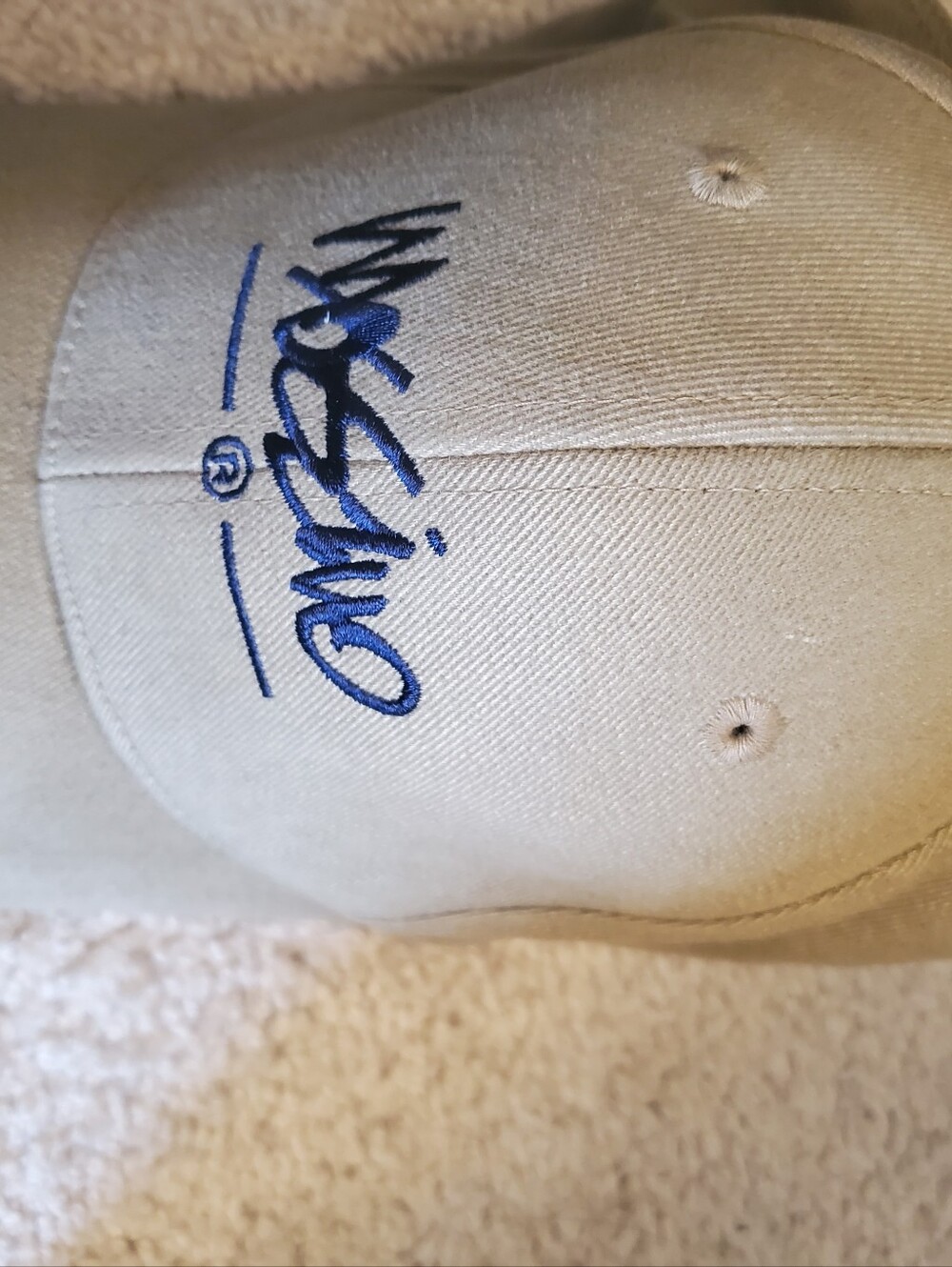 Mossimo Supply Co. Tan Hat with Blue Embroidered Logo